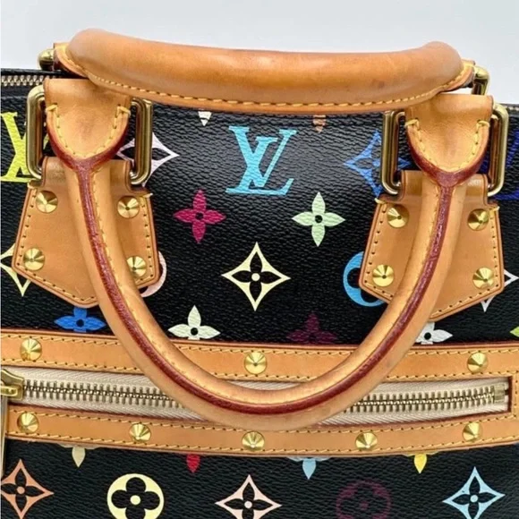 Louis Vuitton Murakami Alma PM Black Multicolor Satchel with Lock & Key Genuine - Picture 3 of 16